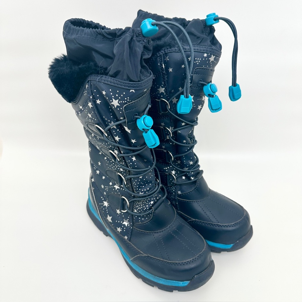 LANDS’ END Winter Snowflake Insulated Snow Boot Navy Blue Girls Size 13M